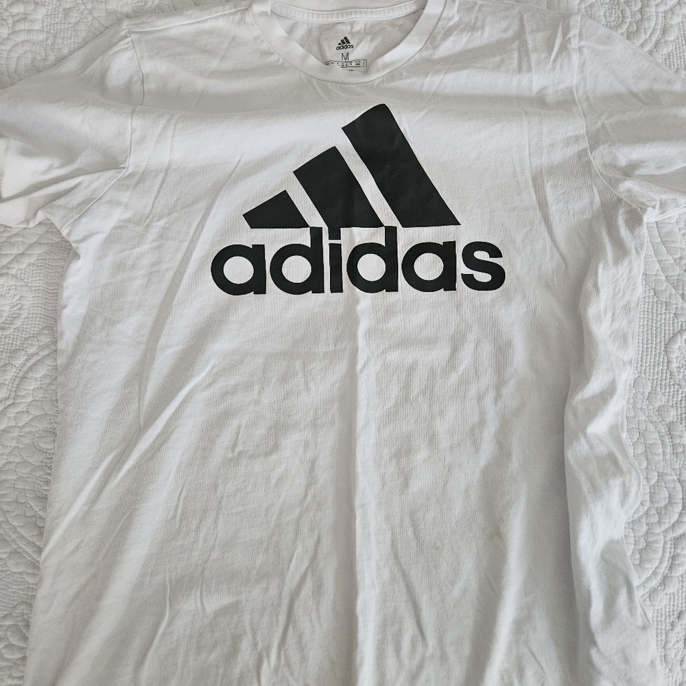 Adidas White and Black Short Sleeve Tee